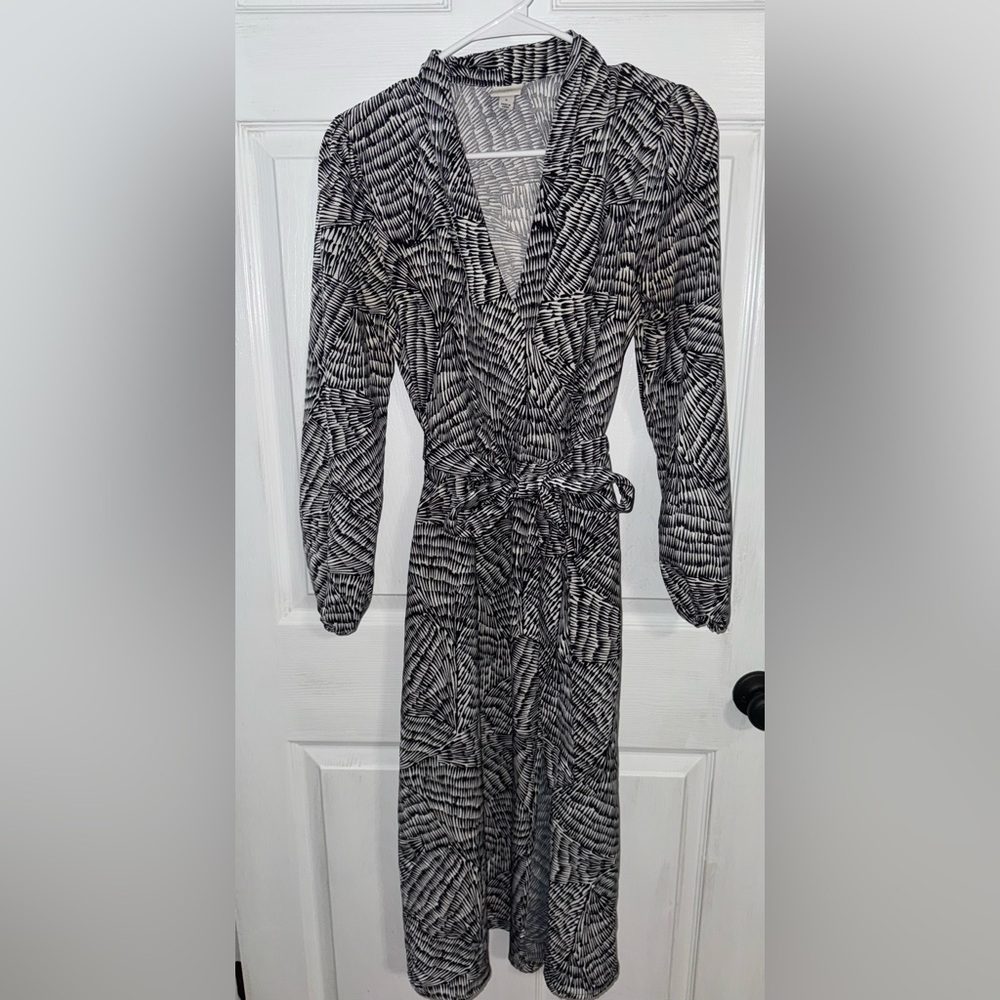 A new day. Black and white midi dress